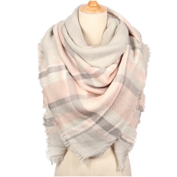 3 total- Women's Fall Fringe Edge Lightweight Cute Plaid Blanket Plaid Scarf - Picture 2 of 6